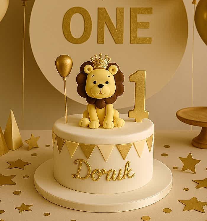 Baby Lion 1st Birthday Yaş Pasta