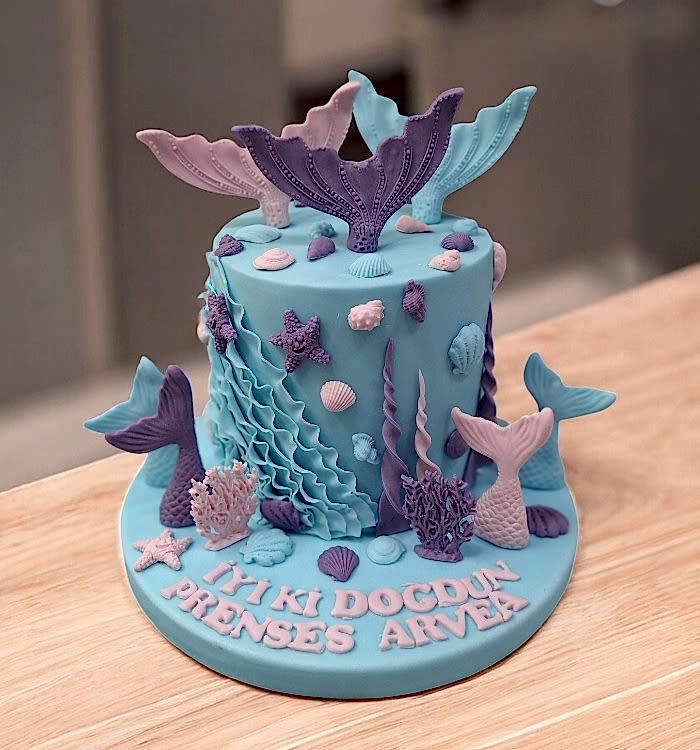 Deniz Kızı Kuyruk Okyanus Su Altı Mermaid Pasta