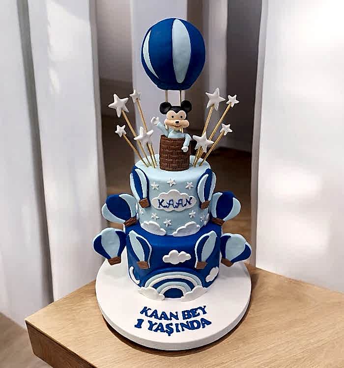 Mickey Mouse ve Balonlar Temalı Pasta