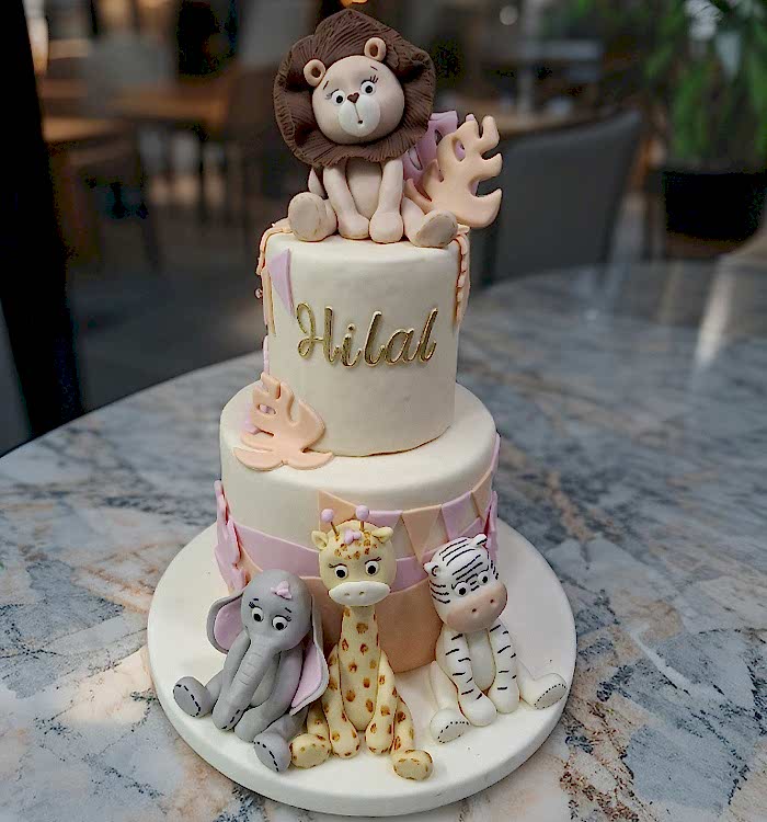Safari Aslan Zürafa Temalı Pasta